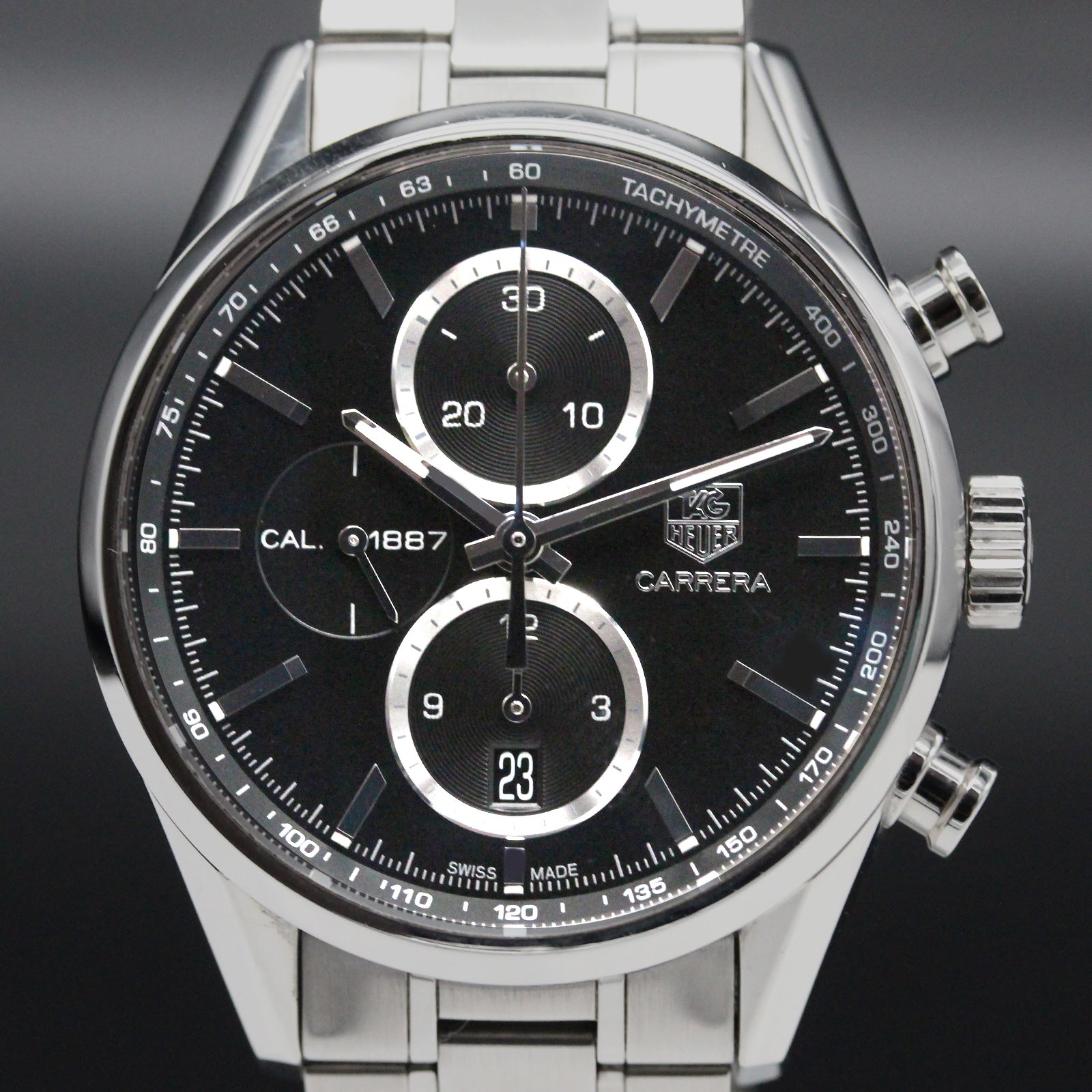 【美品】タグホイヤーカレラ クロノグラフ　CAR2110-4　腕時計　自動巻き　メンズ　A04398