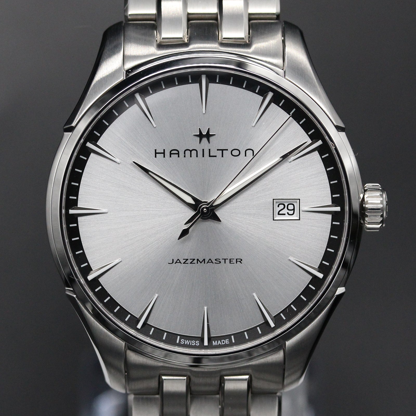 【極美品】ハミルトン　ジャズマスター　H324510　腕時計　クォーツ　メンズ　箱・冊子・保証書・タグ　HAMILTON　JAZZMASTER　 A04197